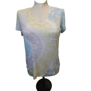 Women's American Eagle Supersoft T-shirt Multi-color Tie Dye V-neck Size Small